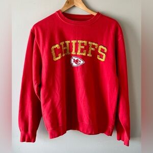 Kansas City Chiefs Embroidered Logo Crewneck Sweatshirt Medium Red -sporty